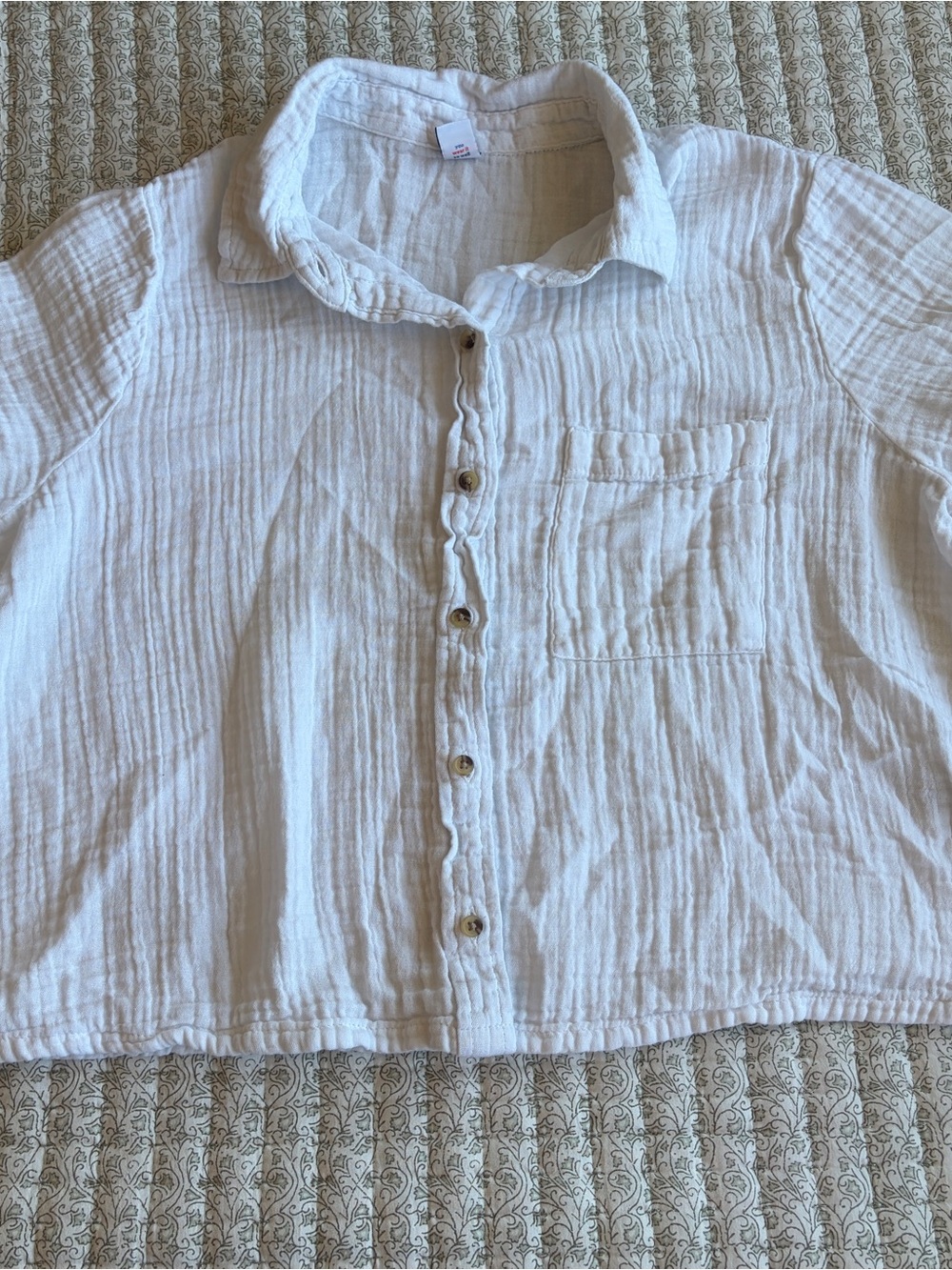 Old Navy White Kids Button-Front Gauze Shirt